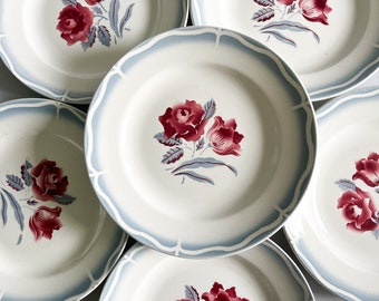 6 assiettes plates, modèle Alésia Digoin Sarreguemines