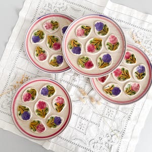 Set of 4 stoneware oyster plates, Ninon model by M.B.F.A. Pornic, Brittany, from the 1960s