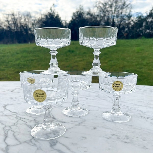 6 liqueur or aperitif glasses in Arques crystal, Louvre model