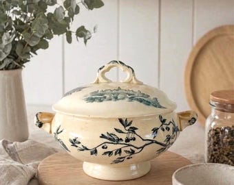 Ironstone tureen, decorated with birds, Jules Vieillard, Bordeaux, circa 1800