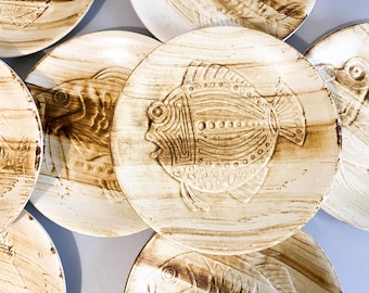 ロンシャン陶器の魚皿8枚、20世紀半ば - Etsy 日本