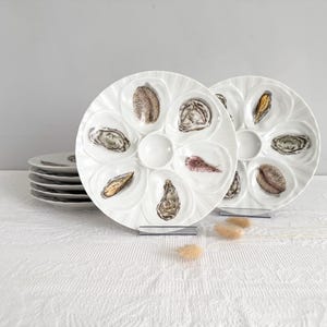 Lot De 6 Assiettes à Huîtres Vintage Saint-Amand Années 1950 - Céramique Française