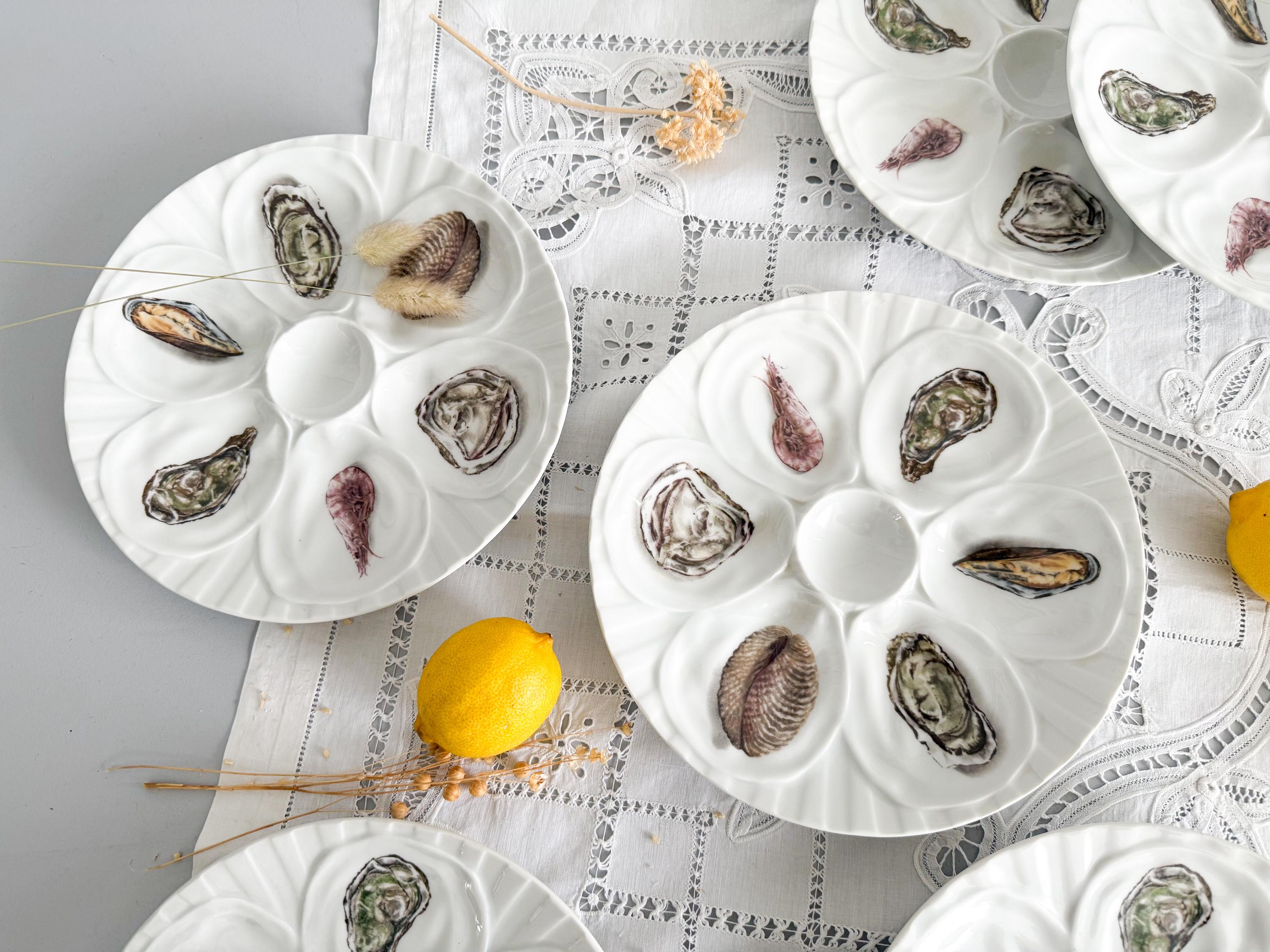 Ciieeo Assiette Porcelaine En Forme Coquillage Huître Irrégulière - Plateau Service Dessert Salade Fruits - Style Bord De Mer