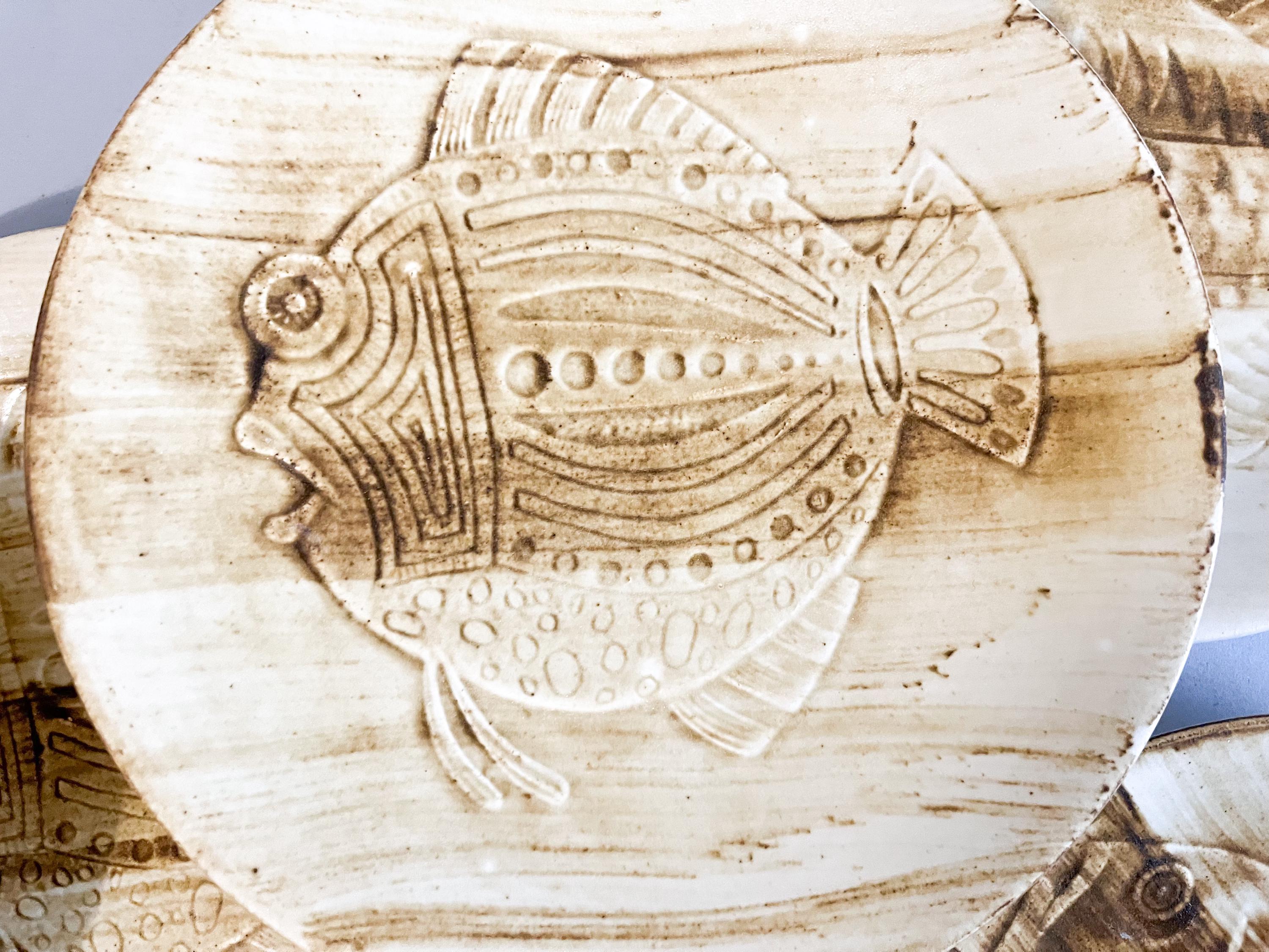 ロンシャン陶器の魚皿8枚、20世紀半ば - Etsy 日本