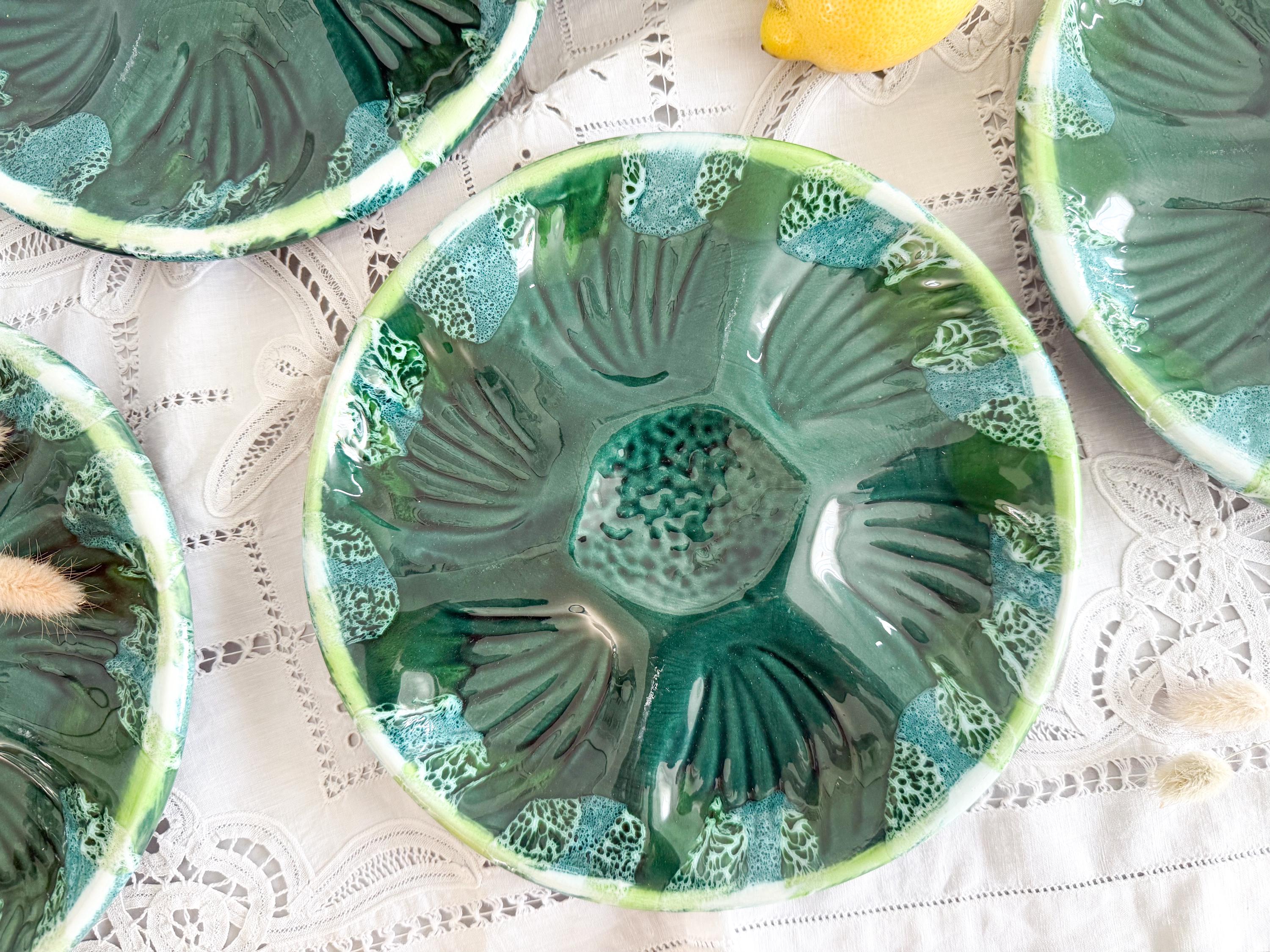 Majolica Oyster Plate, Atelier Beretta Vallauris, Circa 1950