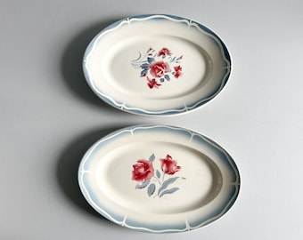 2 platos ovalados Nina Rosa y Alesia Digoin Sarreguemines, mediados del siglo XX
