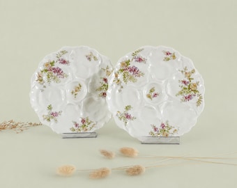 Set of 2 porcelain oyster plates, Charles Ahrenfeldt, Splendid porcelain oyster plate Charles Ahrenfeldt, Limoges, circa 1950