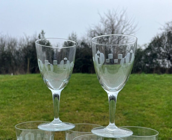 6 große Kristallgläser für Wasser oder Wein aus den 1950er Jahren