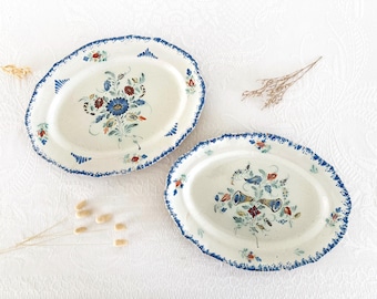 Très grand plat cul noir , faïence française ancienne Forges les Eaux ? , décoration murale cuisine ,  wall decoration , circa 1900'