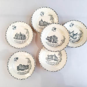 6 iron clay soup plates, Châteaux model, Léon Graves Clairefontaine, 19th century