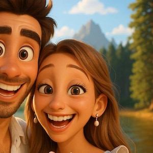 Custom Pixar Portrait from Photo, Cartoon Portrait Animation Character, Family Portrait, Couple, pets, Gift, 3D cartoon, Digital Download