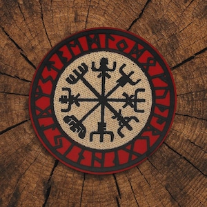 Vegvisir Patch 10 cm – Viking Compass Norse Symbol - Viking - Paganism - Sew On Patch