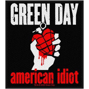 Écusson Green Day - AMERICAN IDIOT Écusson Cœur Grenade 10 x 8,5 cm à coudre