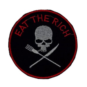 Toppa Eat The Rich – Toppa teschio 7,5 x 7,5 cm – Anarchy Punk Goth fai da te – da cucire