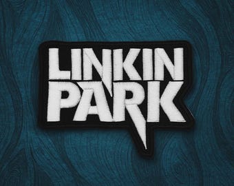 Linkin Park Patch – White Logo on Black (9.5 × 7 cm) – Iron-On Nu Metal Band Patch
