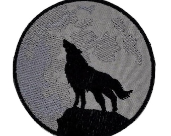 Wolf Mond Aufnäher – 10 x 10 cm Patch – Stickerei – Türkei Tschetschenien Wikinger Symbol - zum Aufnähen