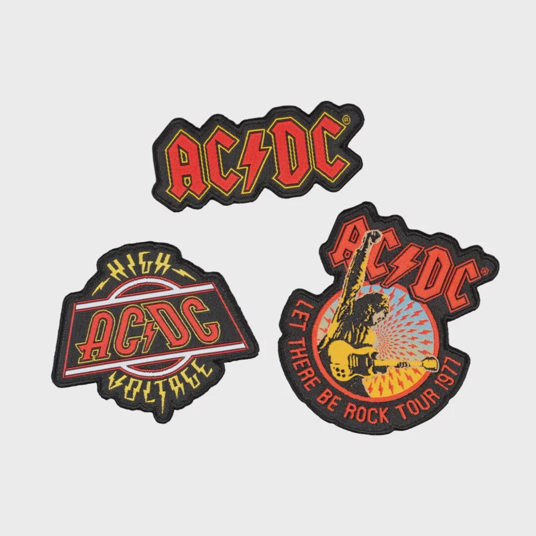 AC/DC Set of 3 Patches – High Voltage & Let There Be Rock Embroidered ...