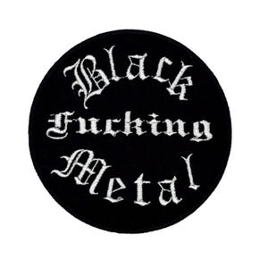 Patch Black Fucking Metal – 9 x 9 cm – Patch redondo para coletes, metaleiros e fãs de black metal para costurar.