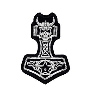Thors Hammer Aufnäher 9×13 cm – Mjölnir Patch – Wikinger Stickerei – Nordischer Schutz