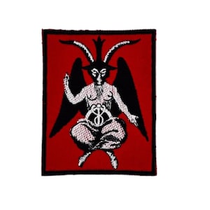 Naszywka Baphomet 10,5×8 cm – Naszywka satanistyczna – Czarna magia – Haft okultystyczny – Czerwono-czarny – do przyszycia