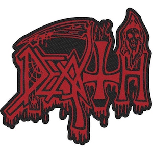 Officiële Death Patch | Logo Cut Out Geweven Opnaaier | Death Metal Legende Merch 10×8 cm
