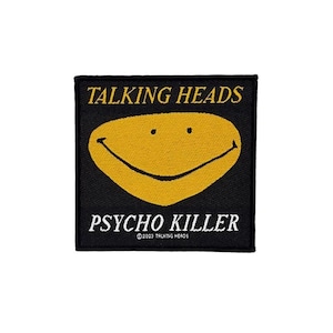 Officiële Talking Heads-patch | Psycho Killer Smiley geweven patch | New Wave Rock-merchandise | 10x10cm