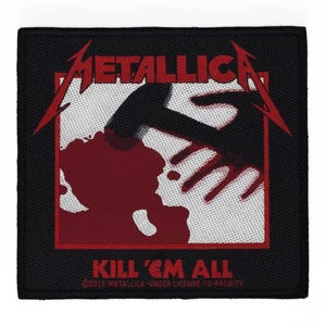 Parche de Metallica – Kill ’Em All – 10 x 9 cm – Parche tejido – Debut del Thrash Metal