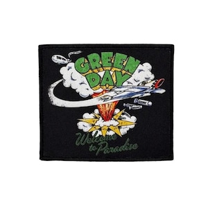 Toppa ufficiale dei Green Day | Toppa "Welcome To Paradise" | Toppa termoadesiva | Merchandise della band punk rock | 8 x 9,5 cm