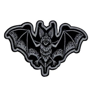 Bat Patch – 10 x 6.5 cm – Black Embroidered Badge – Gothic Vampire Halloween Sew-On Patch