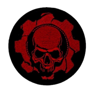 Mechanic Skull Patch – Gear Skull – 8 x 8 cm Embroidered - Sew-On Patch - Industrial - EBM