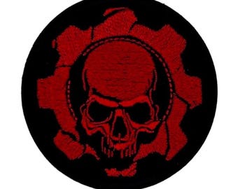 Mechanic Skull Patch – Gear Skull – 8 x 8 cm Embroidered - Sew-On Patch - Industrial - EBM