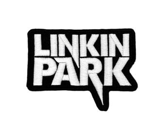 Linkin Park Patch – White Logo on Black (9.5 × 7 cm) – Iron-On Nu Metal Band Patch