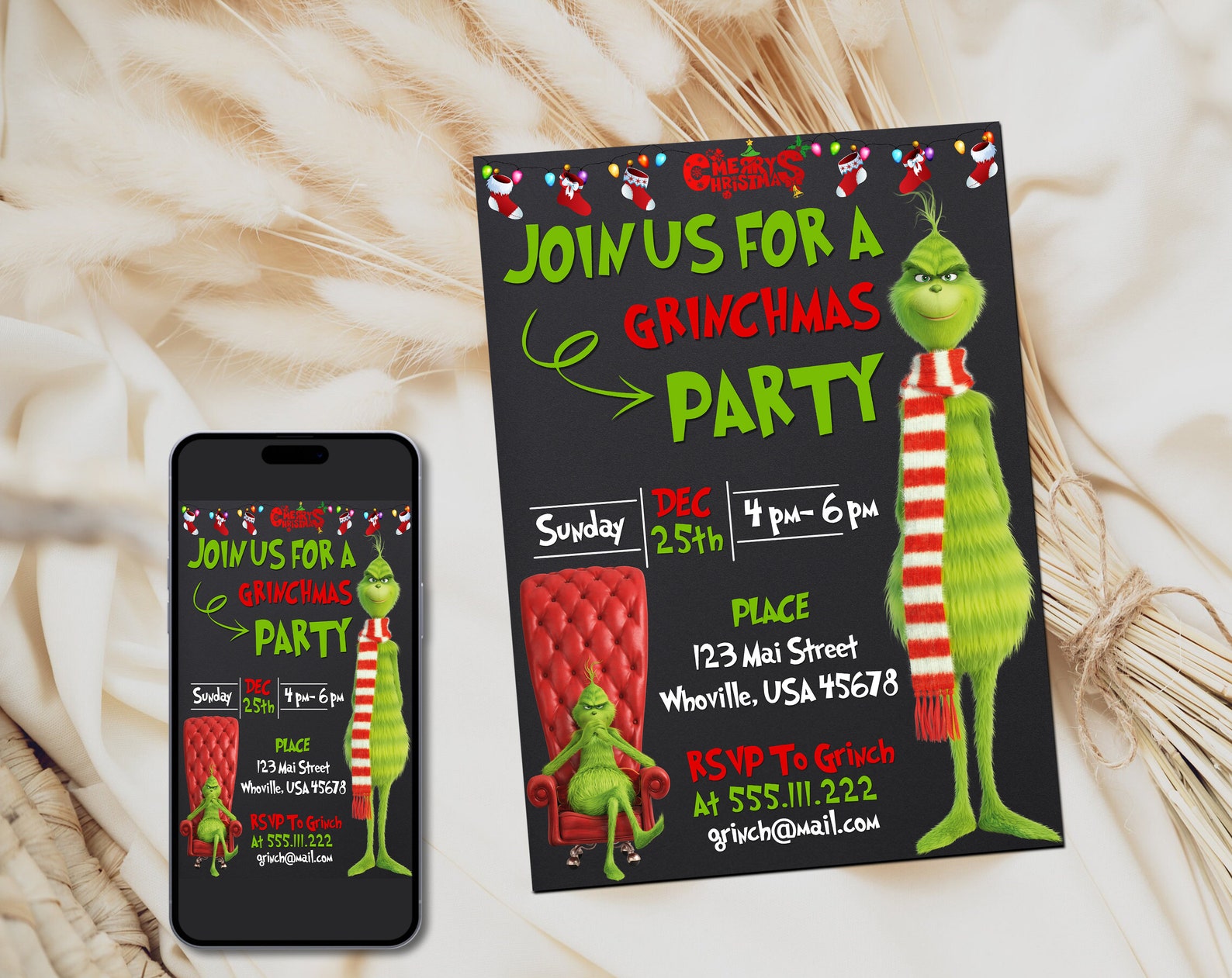 Editable Grinch Party Invitation Merry Grinchmas Invitation Grinch Editable Grinch Party Invitation Merry Grinchmas Invitation Grinch