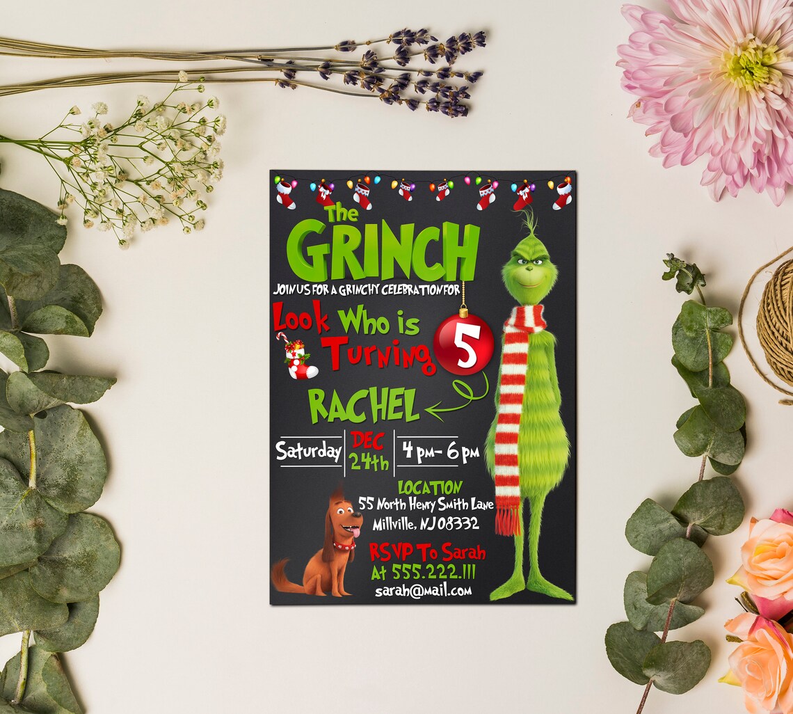 Editable Grinch Birthday Invitation Merry Grinchmas Invitation Grinch Editable Grinch Birthday Invitation Merry Grinchmas Invitation Grinch
