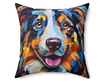 Australian Shepherd Throw Pillow, Dog Mom Gift, Housewarming Gift, Aussie Cushion Case, Dog Modern Fall Home Decoration Gift Idea