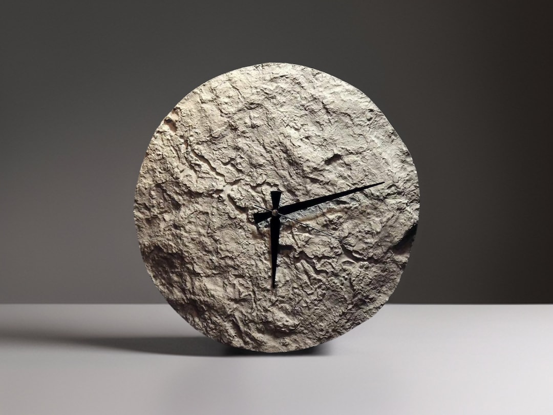 Modern Stone Wall Clock, Unique Minimalist Natural Stone Decor Clock