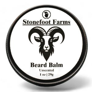 Unscented Beard Balm - 1 oz - Mango Butter, Beeswax, Jojoba, Argan, Almond, Vitamin E Oil, Men&#39;s Grooming Gift For Him, All-Natural