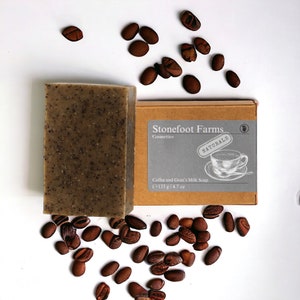 Coffee Infused Goat Milk Soap | Handmade Natural Skincare Products | Exfoliating Organic Skin Care Routine