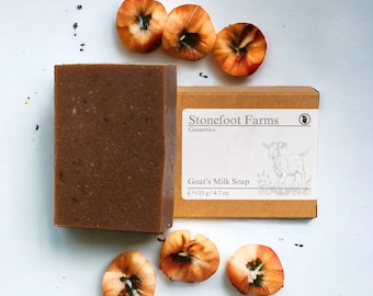 Apple Sauce Goat Milk Soap Bar - Homemade Bath Soap, All Natural Cold Process Method, Handmade Gift for Him or Her