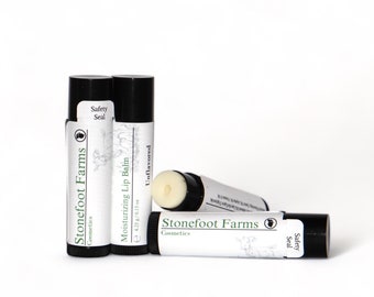 Organic Lip Balm Set - Cherry, Peppermint, Apple & Unflavored - Moisturizing Lip Care - Natural Flavors - Gift for Men/Women