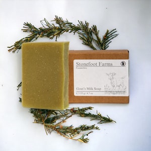Pine Woods Goat Milk Soap Bar - Homemade Bath Soap, All Natural Cold Process Method, Handmade Gift for Him or Her