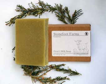 Pine Woods Goat Milk Soap Bar - Homemade Bath Soap, All Natural Cold Process Method, Handmade Gift for Him or Her