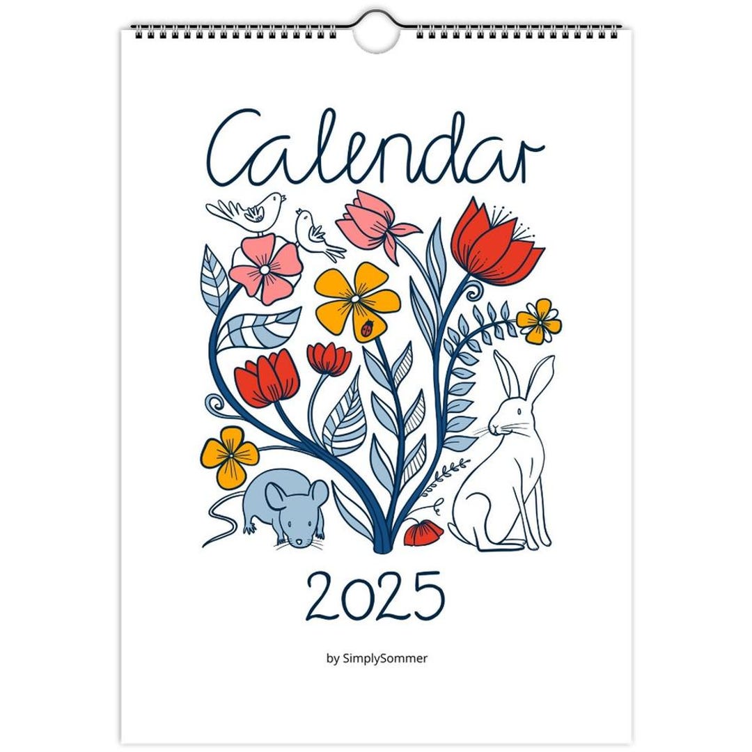 Wall Calendar 2025, A4 Vertical, Cottagecore Meets Woodland Animals ...