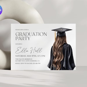 Modello di invito per laureati universitari 2025, invito di laurea semplice, biglietto di invito per laureati minimalista, piccolo invito per festa di laureati universitari