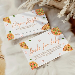 Slice Slice babyshower boek verzoekkaart, pizza babyshower insteekkaartenset, pizzashower luierloterij, Italiaanse pizza verzoekkaarten PF2