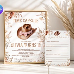 Capsule temporelle d'anniversaire de rodéo de bohème, capsule temporelle de 1er anniversaire de cow-girl, capsule temporelle de fête d'anniversaire de Far West, souvenir d'anniversaire de ranch RD1