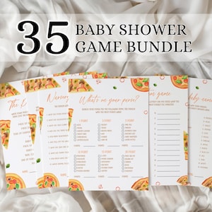 Slice Slice Baby Shower Game Bundle, Printable Pizza Baby Shower Games, Pizza and Pacifier Shower Games Pack, Italian Baby Shower Games PF2