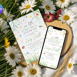 Love Bug Baby Shower Invitation, Little Bug Baby Shower Evite, Printable Insect Baby Shower Invitation, Garden Baby Shower Invitation GB2