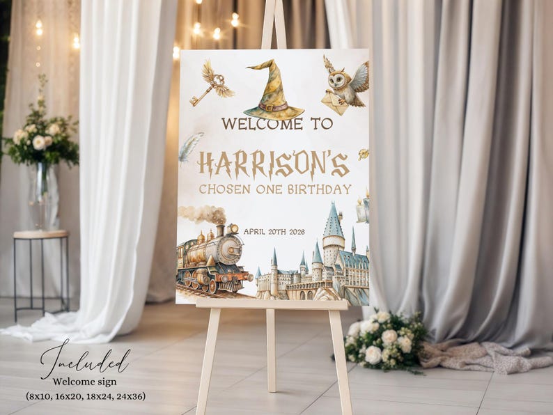 Welcome Harrison Editable Chosen One Birthday Welcome Sign, Magical 1st Birthday Welcome ...