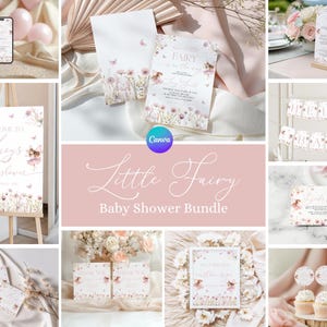 Little Fairy Baby Shower Bundle, Floral Fairy Baby Shower Party Package, Magical Fairy Shower Game Pack, Fairy Baby Shower Party Decor AF2
